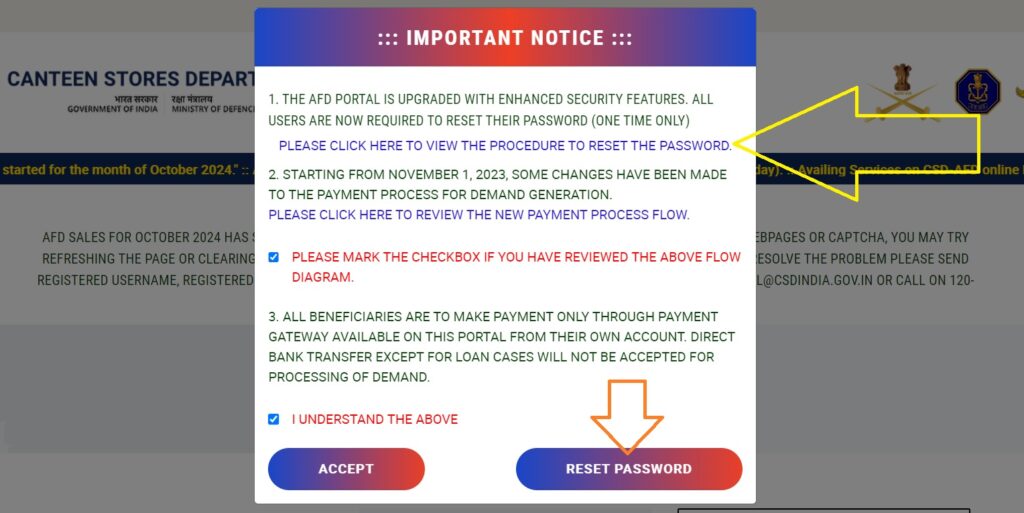 New Password Required for CSD AFD Online Portal from Oct 2024
