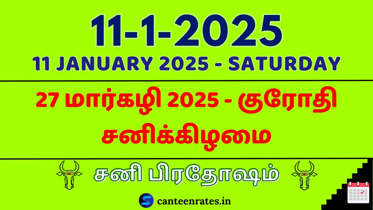 11 January 2025 Tamil Date Calendar | Sani Pradosham