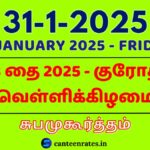 31 January 2025 Tamil Date Calendar | Subha Muhurtham