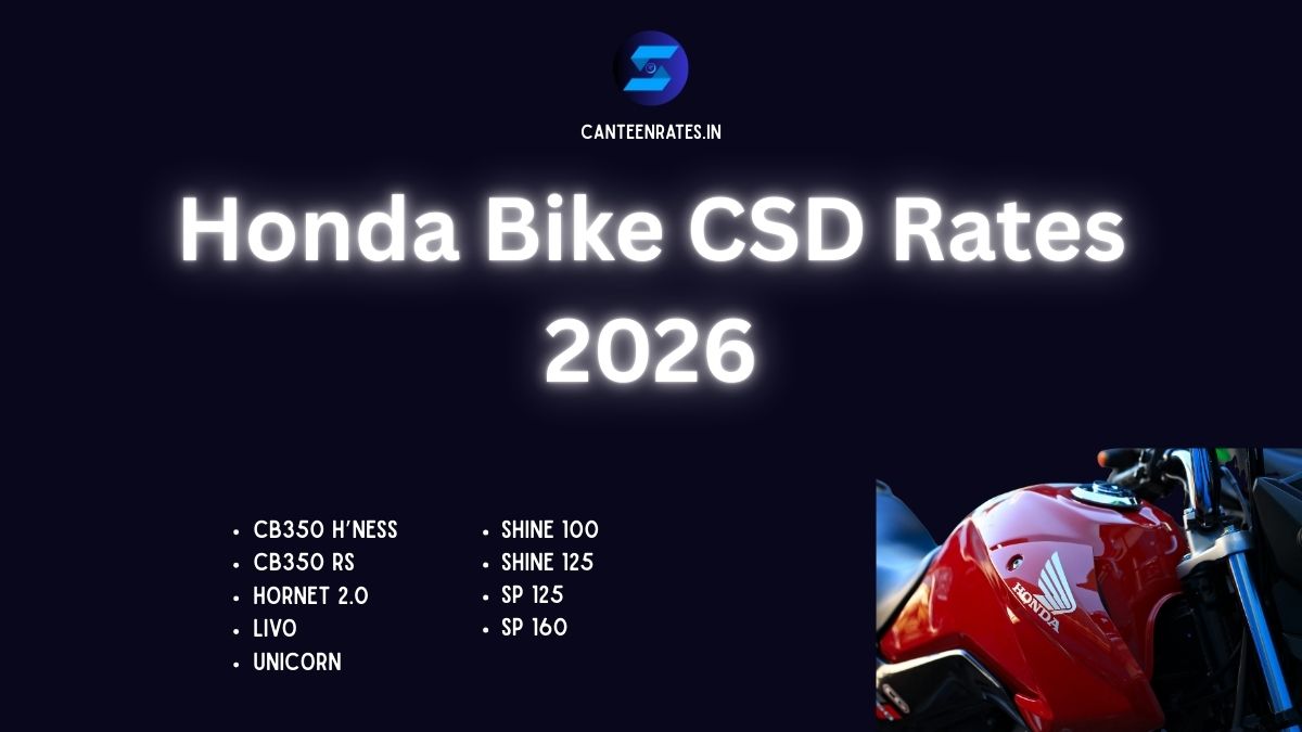 Honda Bike CSD Rates 2026