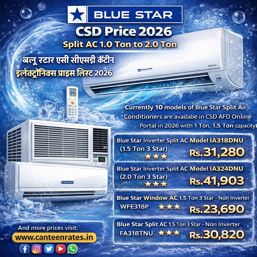Blue Star Split AC Price in CSD AFD Portal 2026