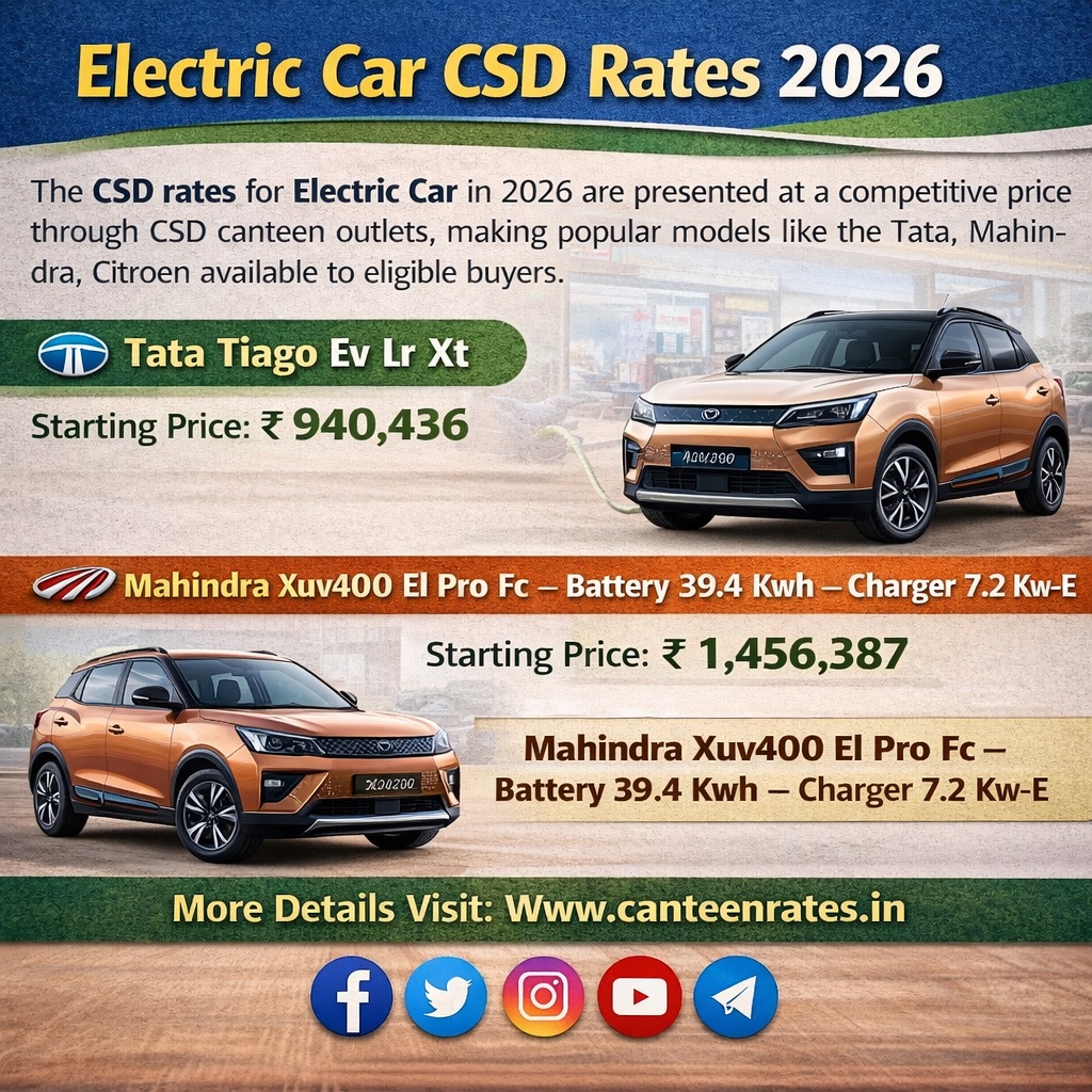 Electric Car CSD Price List 2026