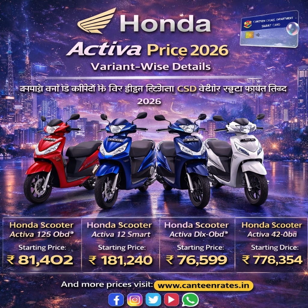 Honda Activa Scooter Price in CSD AFD Portal 2026