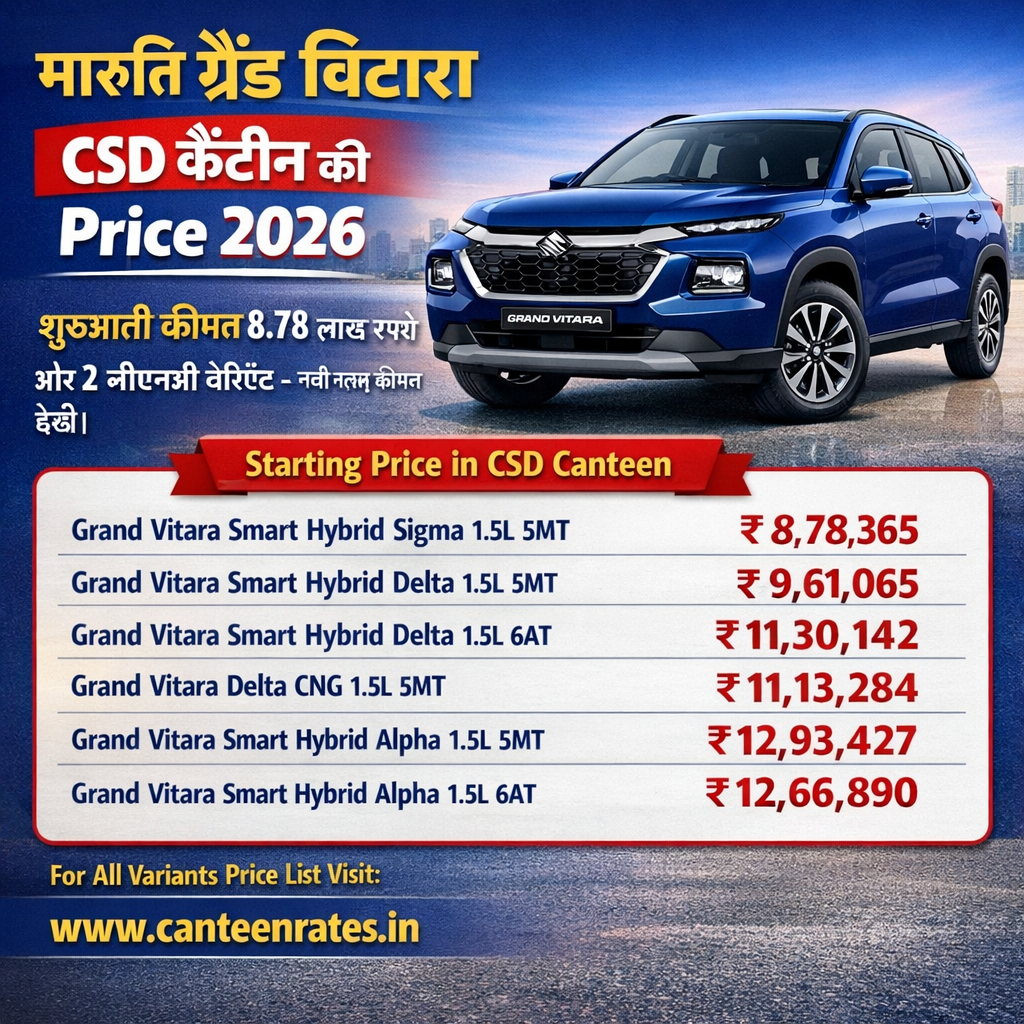 Maruti Grand Vitara CSD AFD Online Price 2026