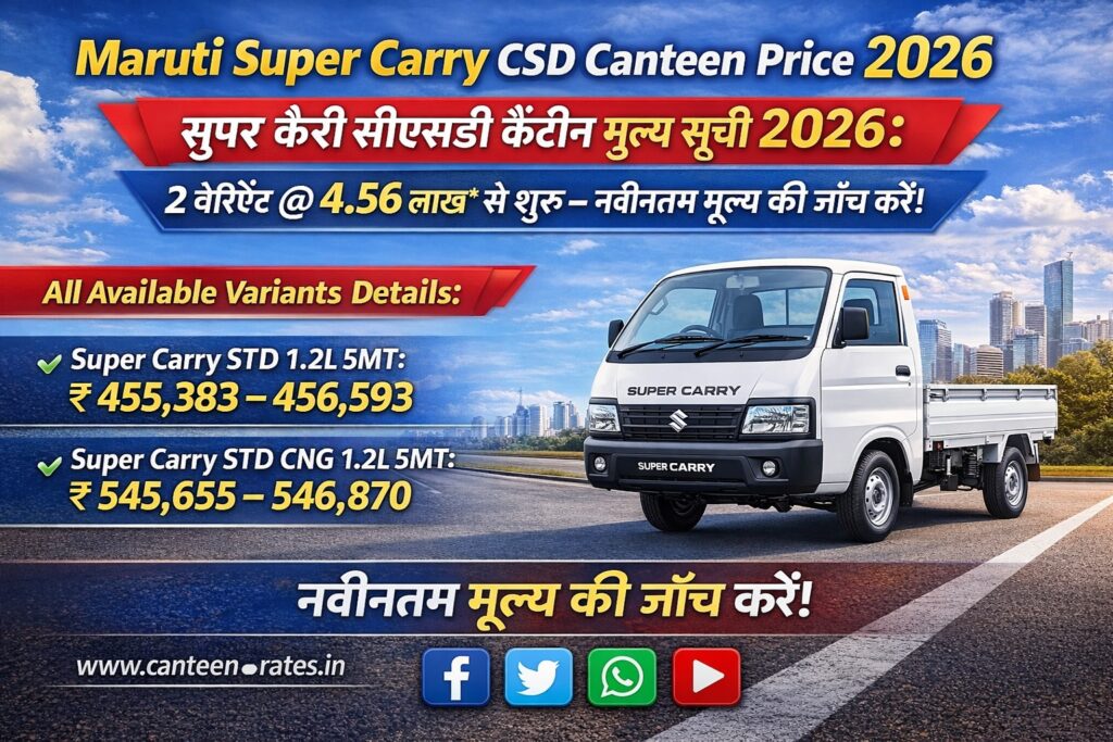 Maruti Super Carry 2026 CSD Canteen Price