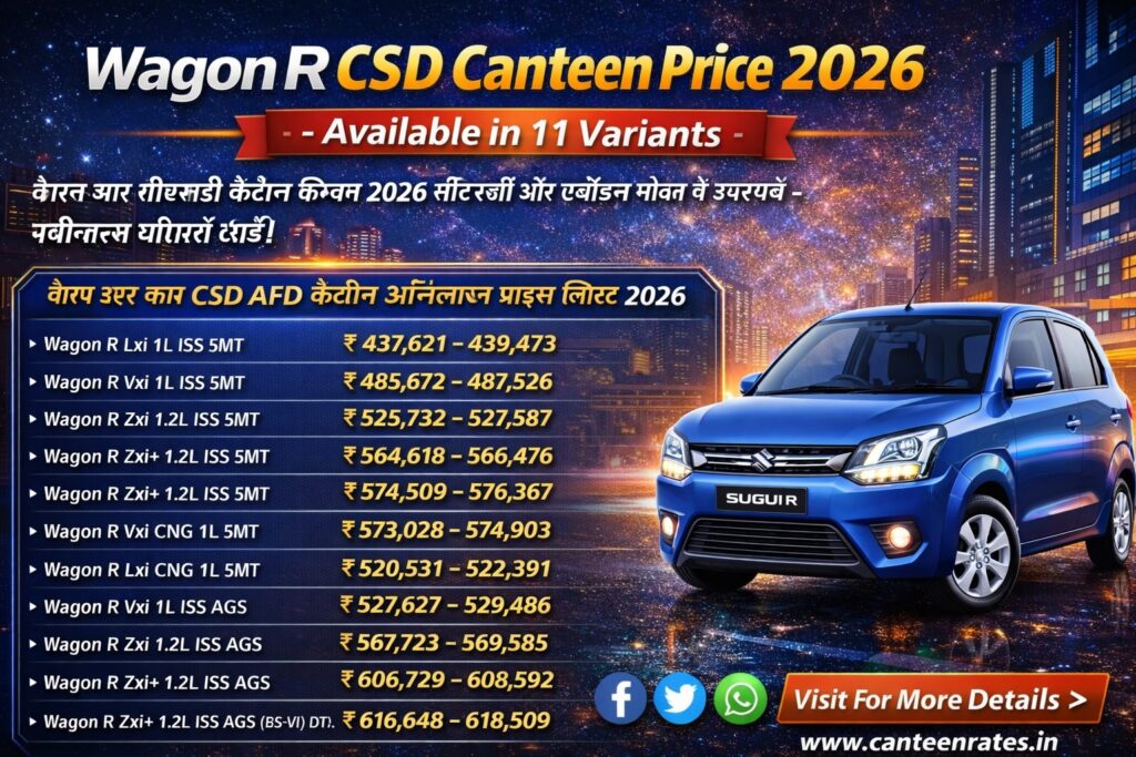 Maruti Wagon R CSD Canteen Online Price 2026