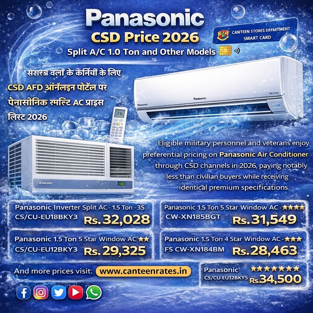 Panasonic Split AC Price 2026 in CSD AFD Online Portal