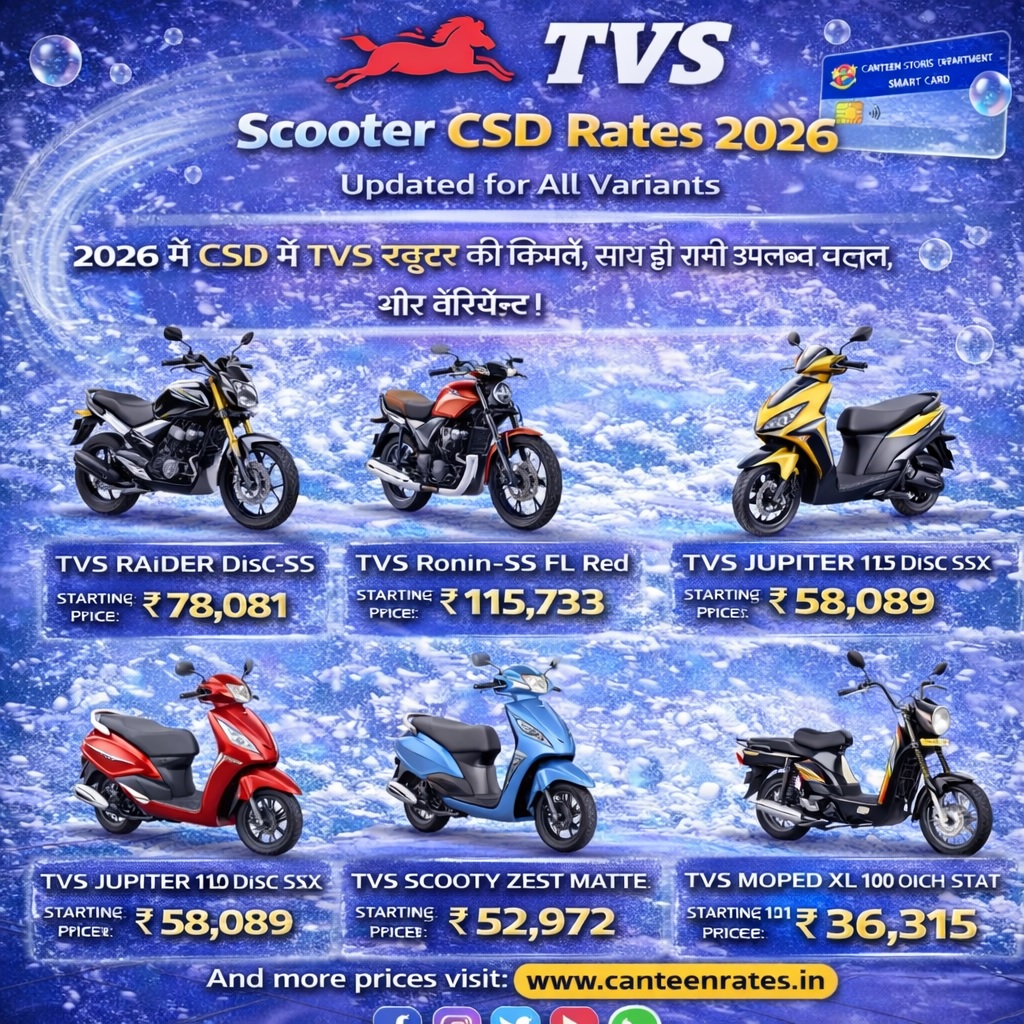 TVS Scooter Price in CSD Canteen 2026