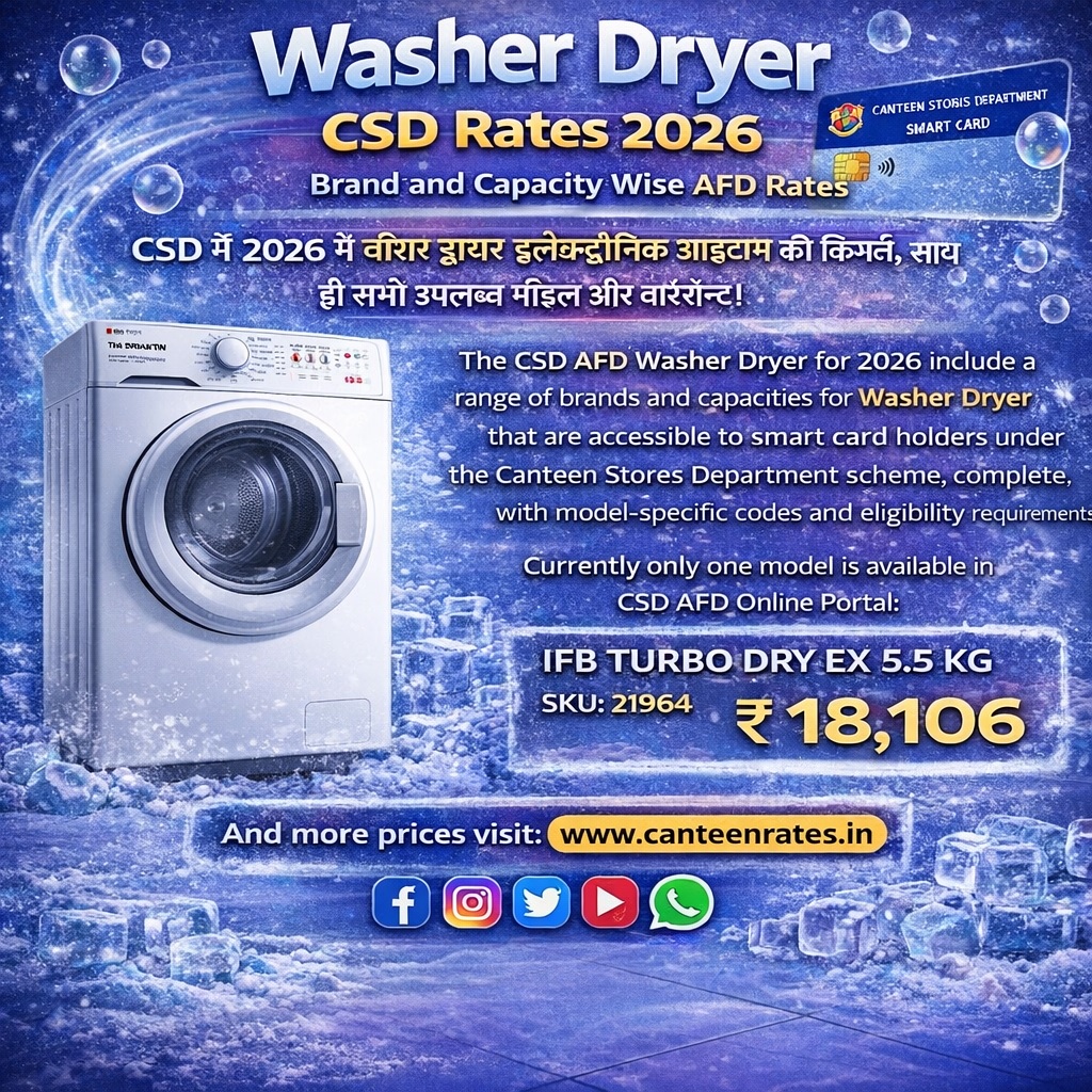 Washing Dryer Price in CSD AFD Portal 2026