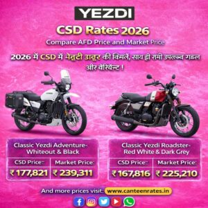 Yezdi csd price in csd canteen 2026