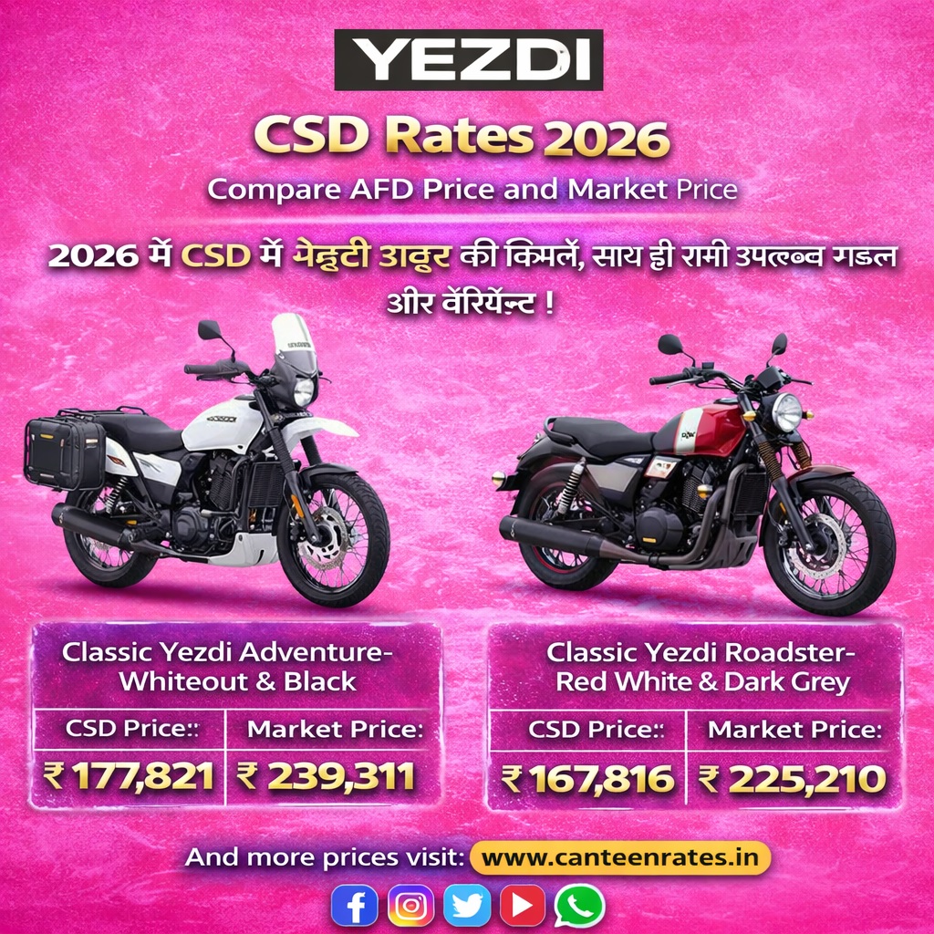 Yezdi csd price in csd canteen 2026