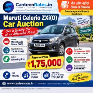 Maruti Celerio Car Bank Auction at 1.75 Lakh Reserve Price Sep 2026