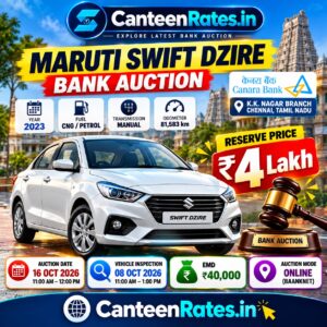 2023 Maruti Suzuki Swift Dzire Bank Auction in Chennai