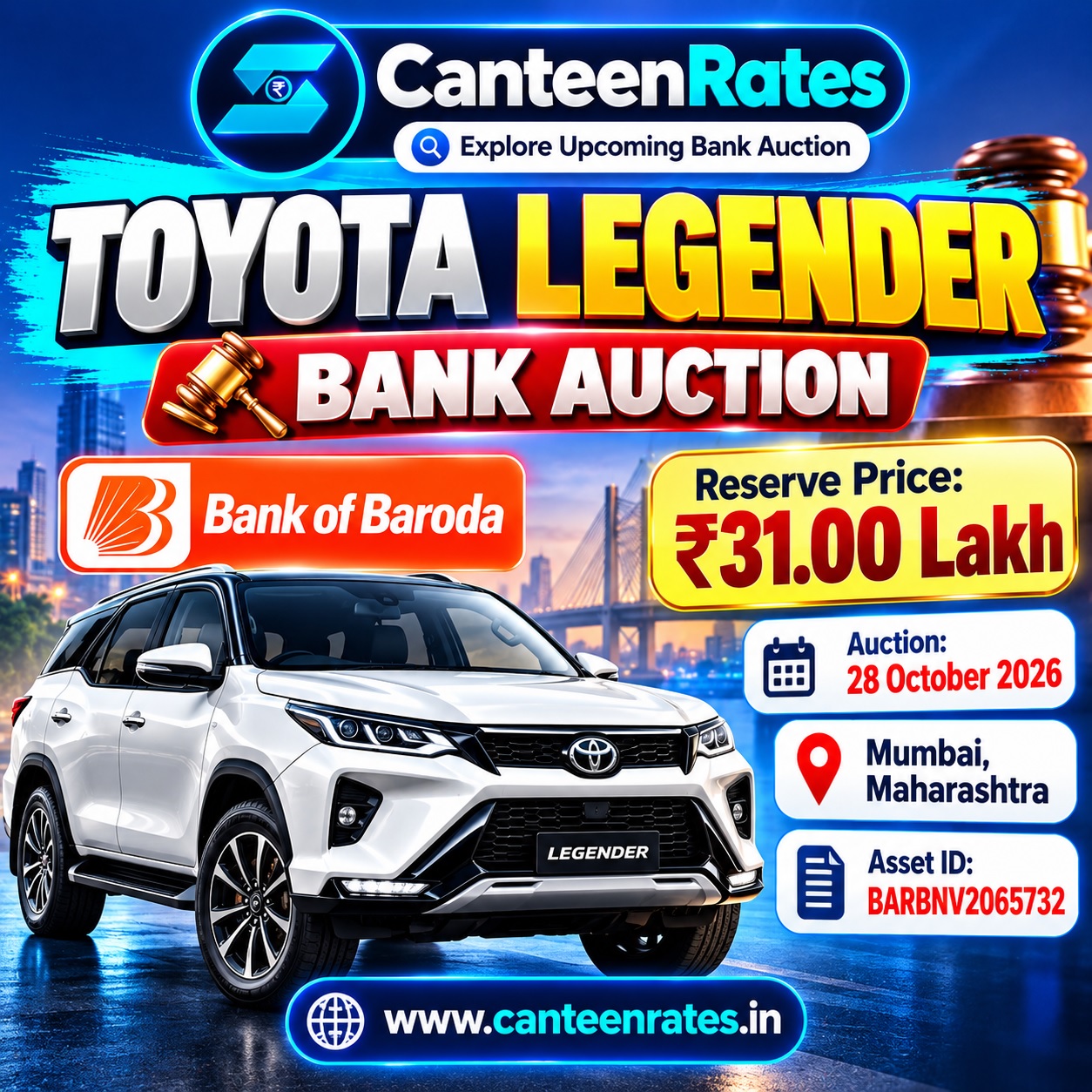 2024 Toyota Legender Bank Auction in Mumbai 31 Lakh