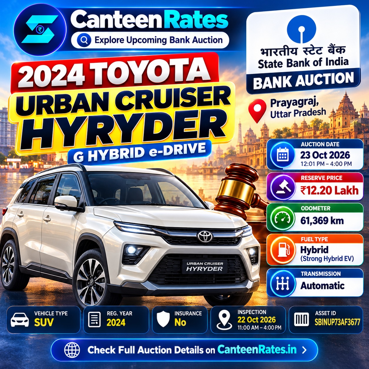 2024 Toyota Urban Cruiser Hyryder Bank Auction in Prayagraj