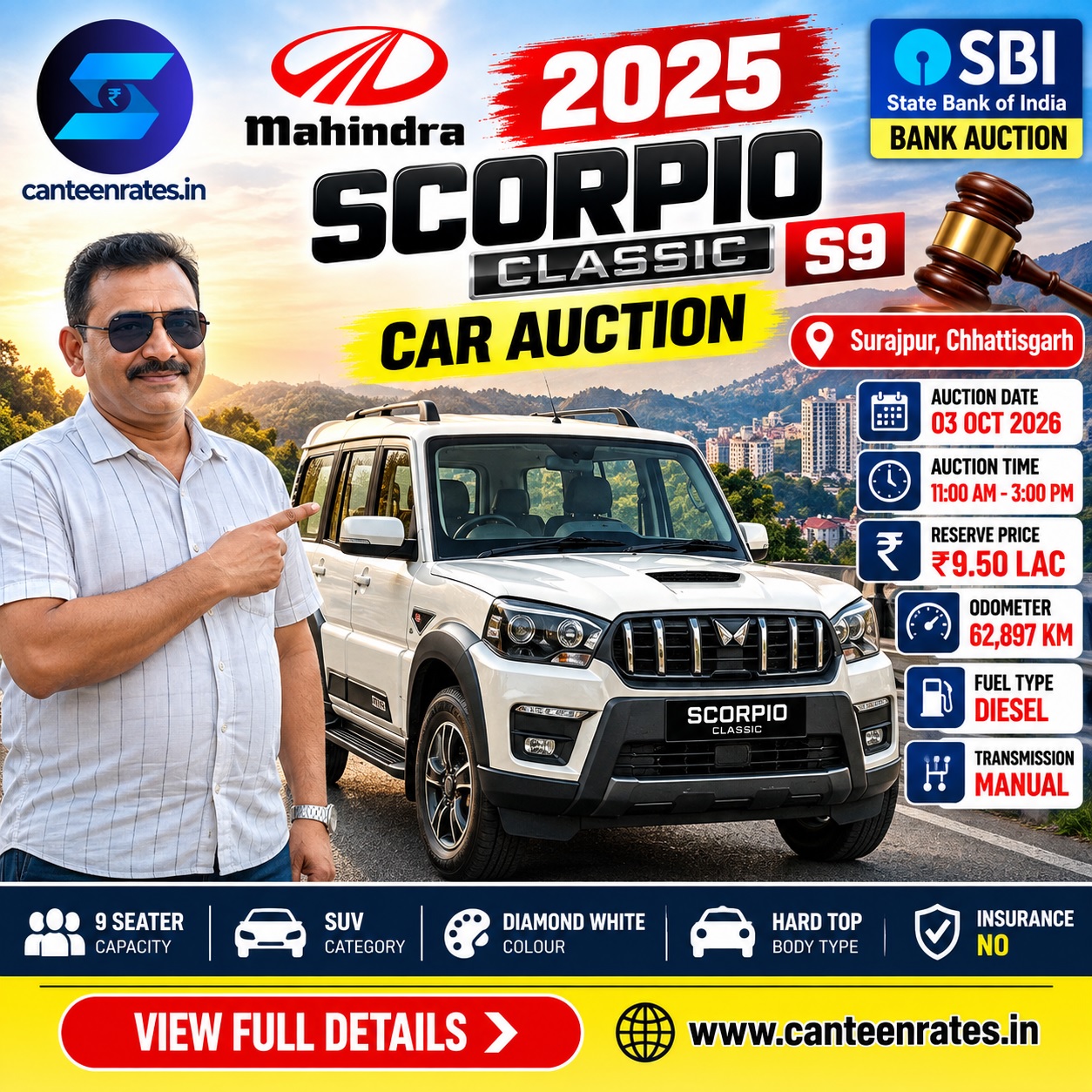 Mahindra scorpio car auction oct 2026